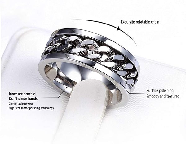 Antistressring med flaskeåpningsfunksjon sølv 20,7 mm Silver S