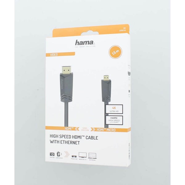 Kabel HDMI High Speed Type A-D 4K 18 Gbit/s 1,5m Svart