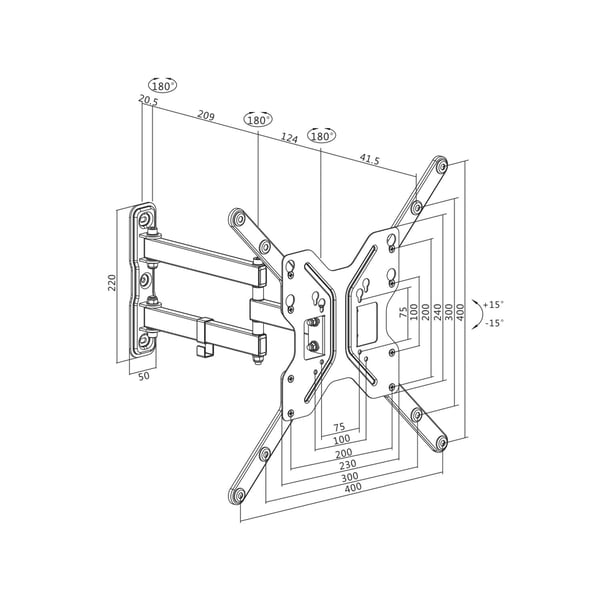 Veggmontert TV 23-55" Tilt/vinkelstang