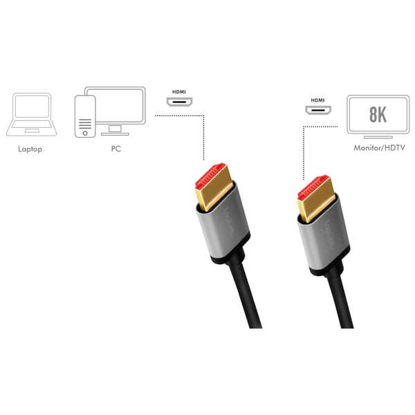 HDMI-kabel HDMI 2.1 8K/60Hz 4K/120Hz 1m Aluminium