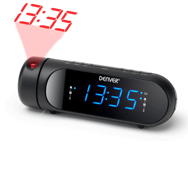 Clockradio med projektion Dobbelt alarm Sort
