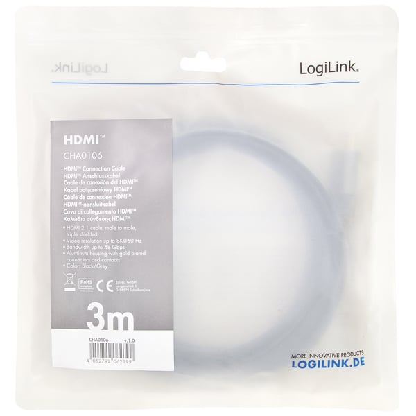 HDMI-kabel HDMI 2.1 8K/60Hz 4K/120Hz 3m Aluminium