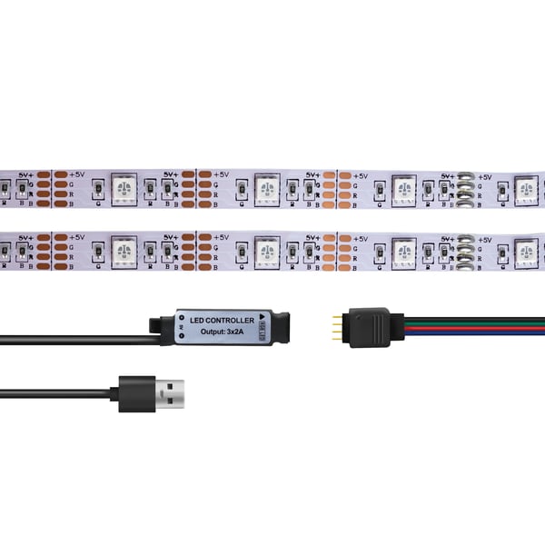 RGB LED strip med fjernbetjening. 3 meter