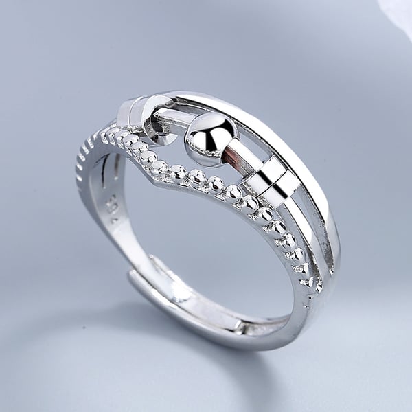 Justerbar antistressring med roterbare perler Silver