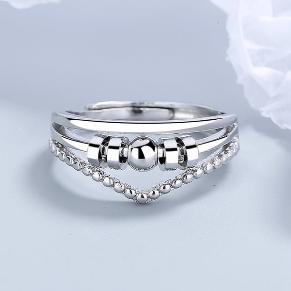 Justerbar antistressring med roterbare perler Silver