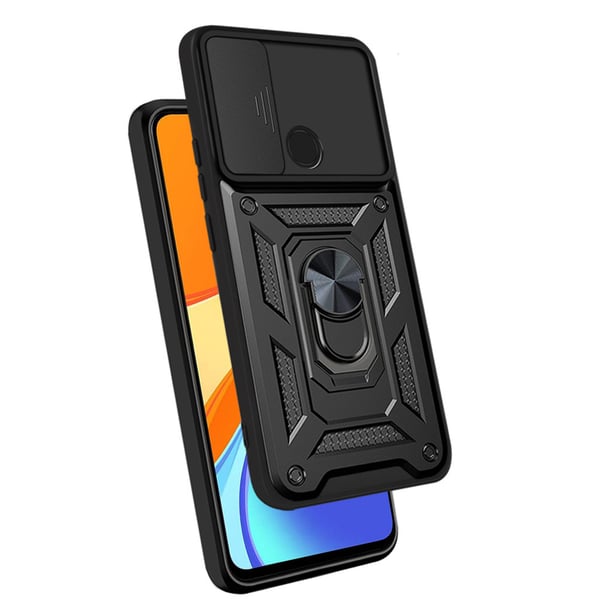 Magnetisk pansret støttedeksel til mobil med ring Black Redmi 9C/POCO C3/10A