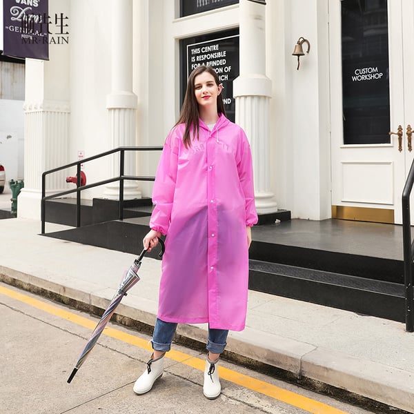 Regnponcho med hætte Pink M