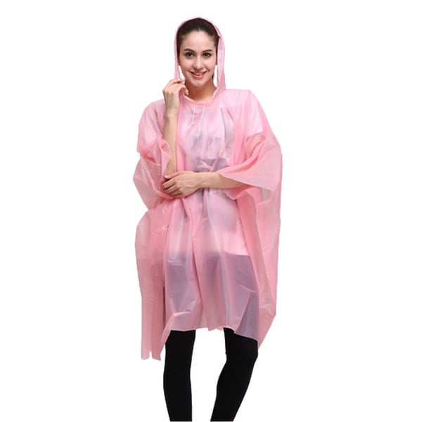 Kertakäyttöinen sadeponcho hupulla - Hihaton ja vedenpitävä suoja sadepäiviä varten Pink 100 cm Kertakäyttöinen sadeponcho hupulla - Hihaton ja vedenpitävä suoja sadepäiviä varten Pink 100 cm