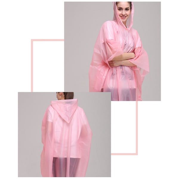 Engangs regnponcho med hette - ermeløs og vanntett beskyttelse for regnværsdager Pink 100 cm