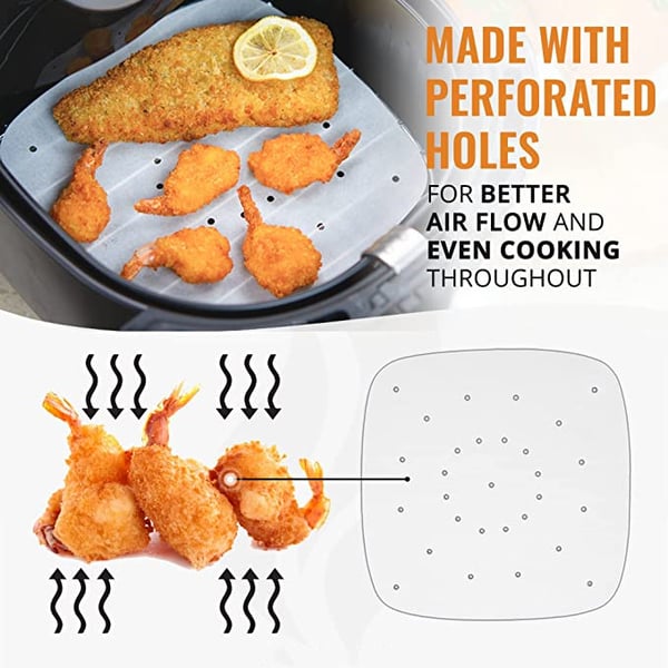 Air Fryer engangspapir firkantet 18 cm 100-pak White