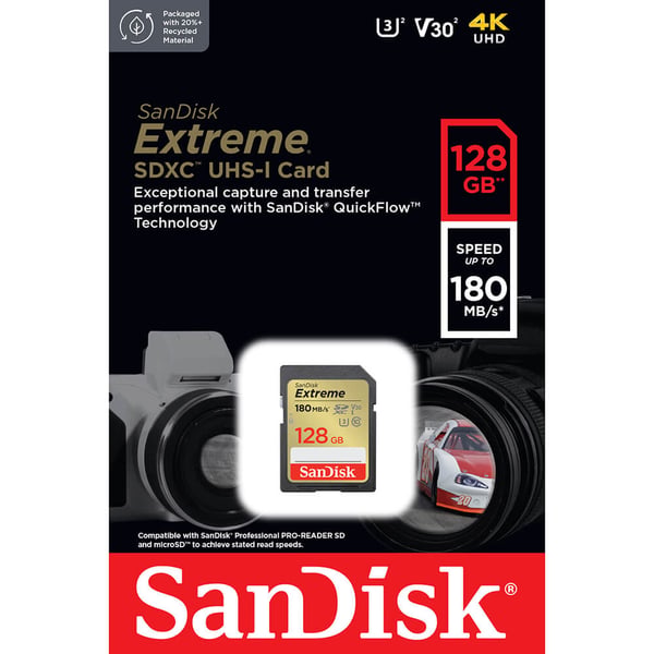 SDXC Extreme 128GB 180MB/s UHS-I C10 V30 U3