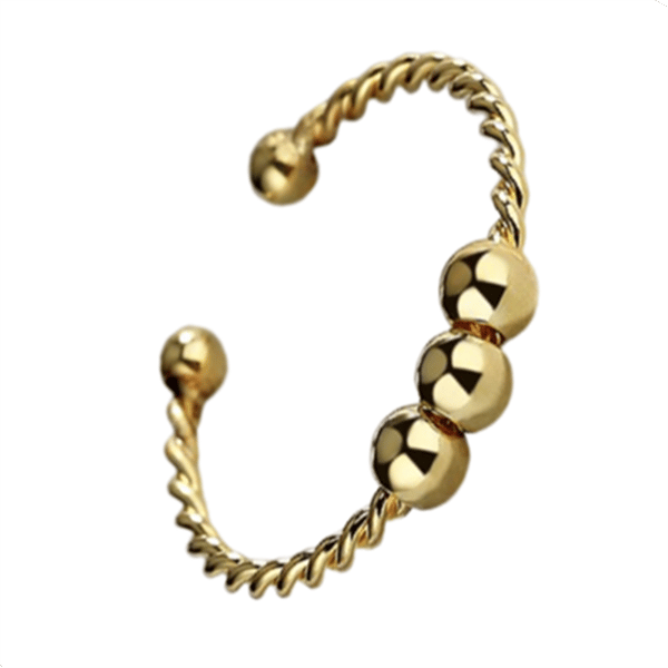 Justerbar anti-stress ring med drejelige perler Gold