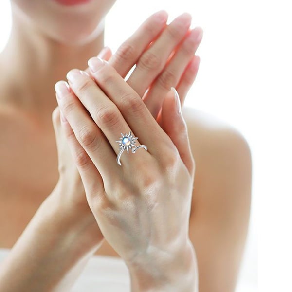 Justerbar anti-stress ring med drejelig blomst Silver