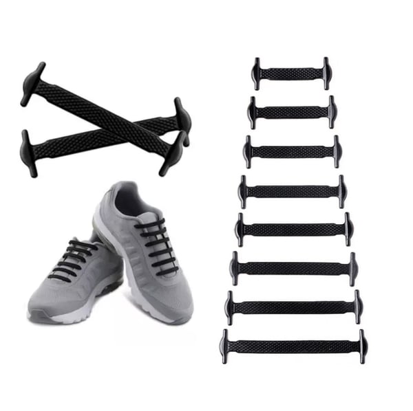 Knytfri elastiske skolisser Black