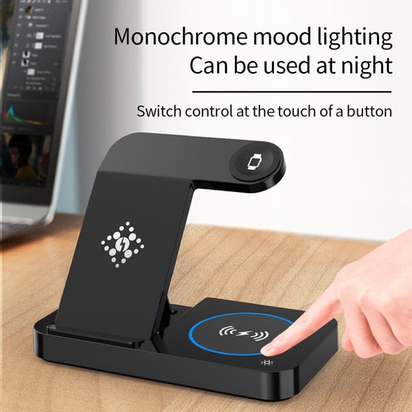Trådløs lader for telefon, Airpods, Apple Watch, sammenleggbar Black
