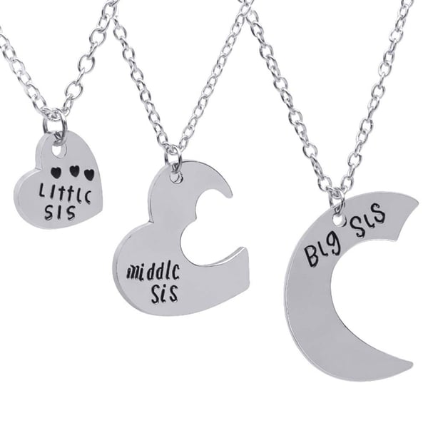 Halskjeder til søstrene "Big sis", "Middle sis" og "Little sis" Silver