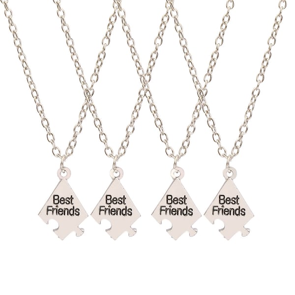 Best Friend Friendship Puzzle Halskjeder 4-Pack Silver