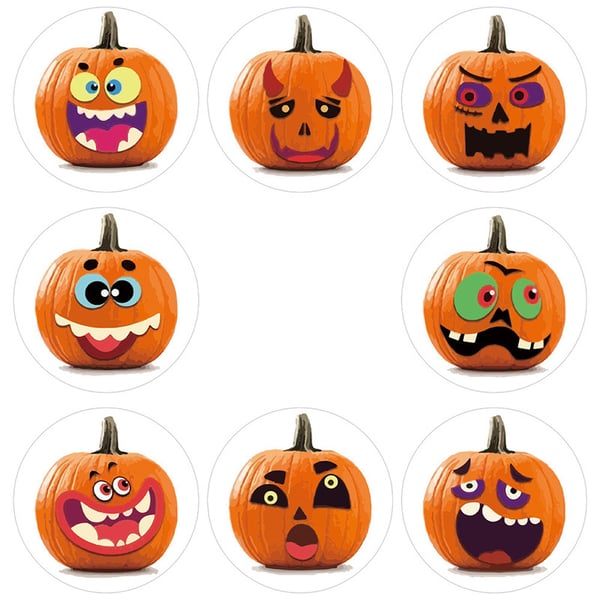 Halloween-klistremerker med gresskar 1 rull/500 stk Orange