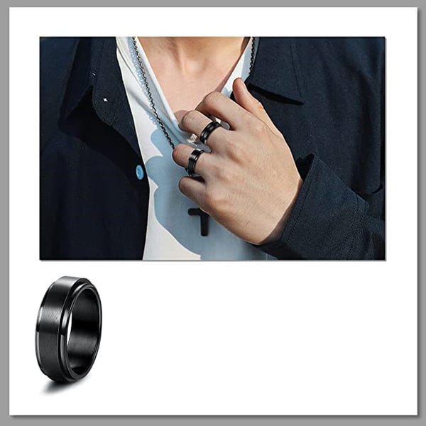 Antistressring i rustfritt stål med glatt design Black