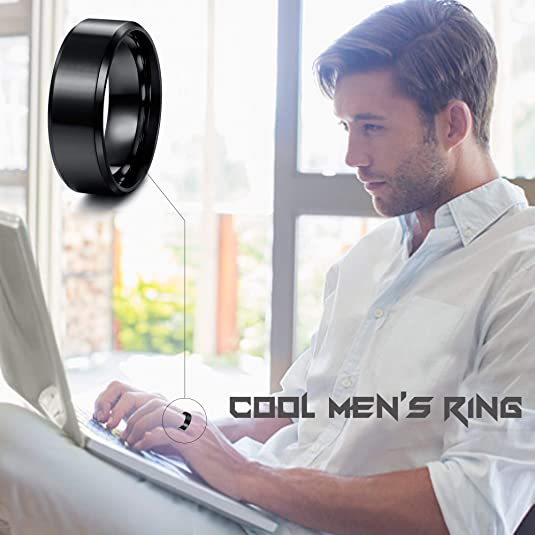 Antistressring i rustfritt stål med glatt design Black