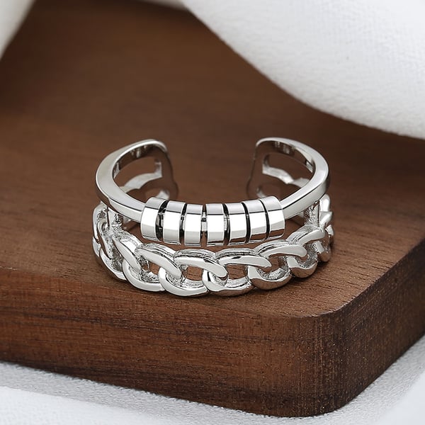 Justerbar antistressring med roterbare ringer Silver