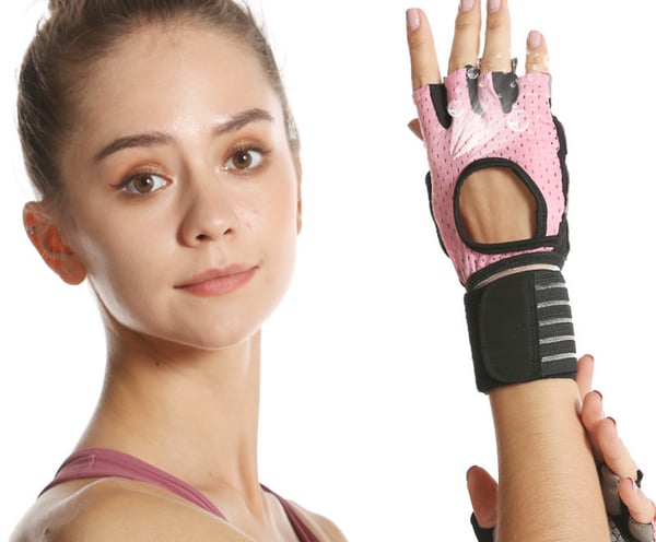 Harjoitushanskat rannetuella Pink M