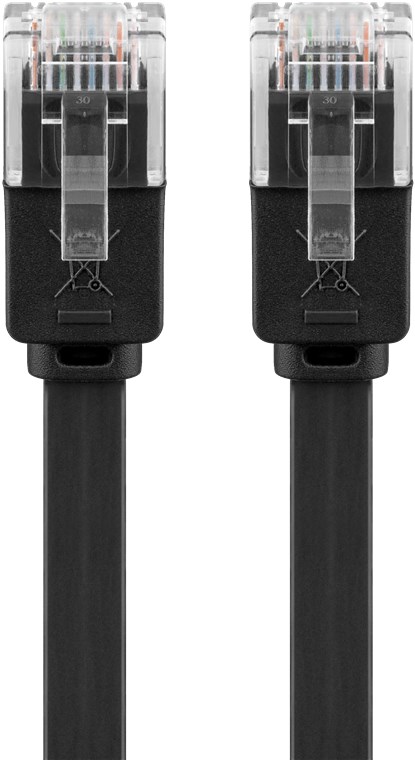 CAT 6 platt patchkabel, U/UTP, svart