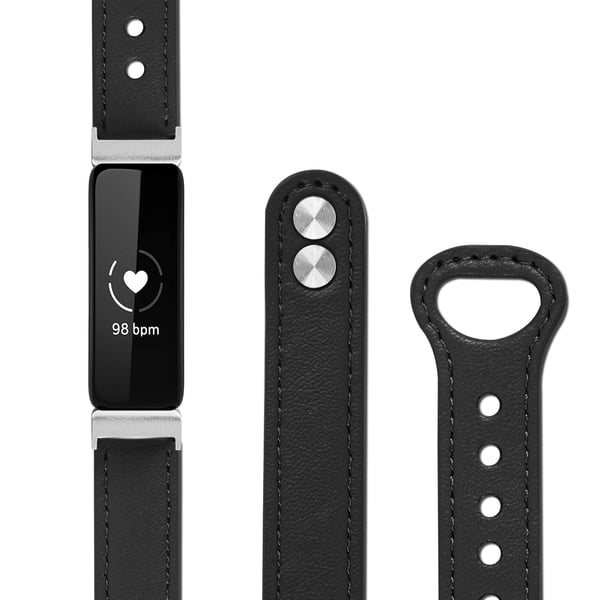 Urrem i ægte læder Sort Fitbit Inspire 1/2/HR