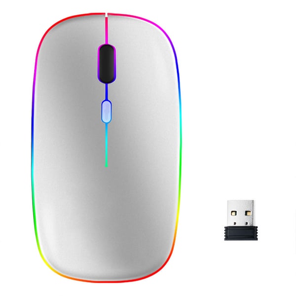 Langaton hiiri RGB-LED-kaksoistilassa Bluetooth/Wi-Fi Silver