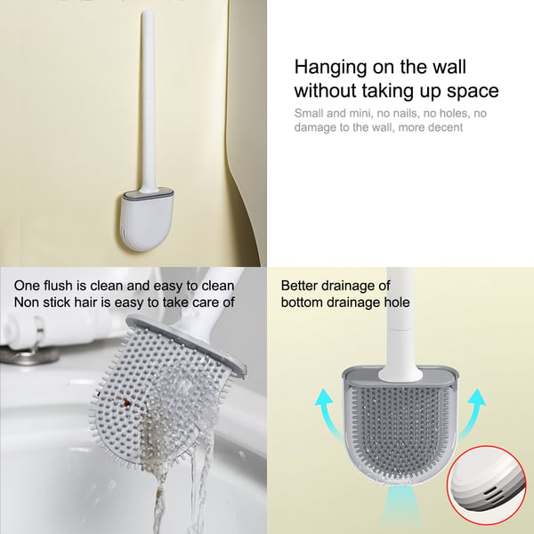 Toalettbørste med holder i polymert stoff av høy elastisitet White