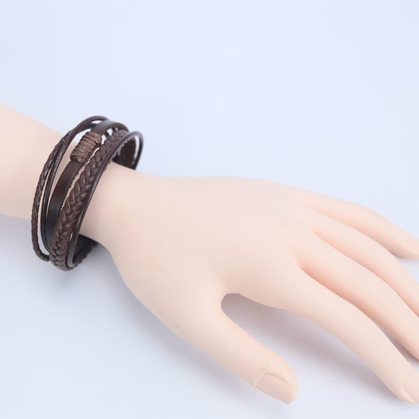 Skinnarmbåndsett med 3 stk DarkBrown