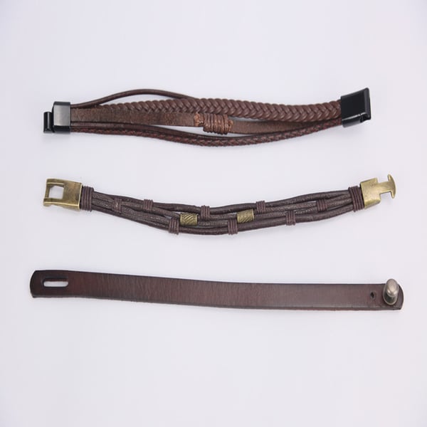 Skinnarmbåndsett med 3 stk DarkBrown