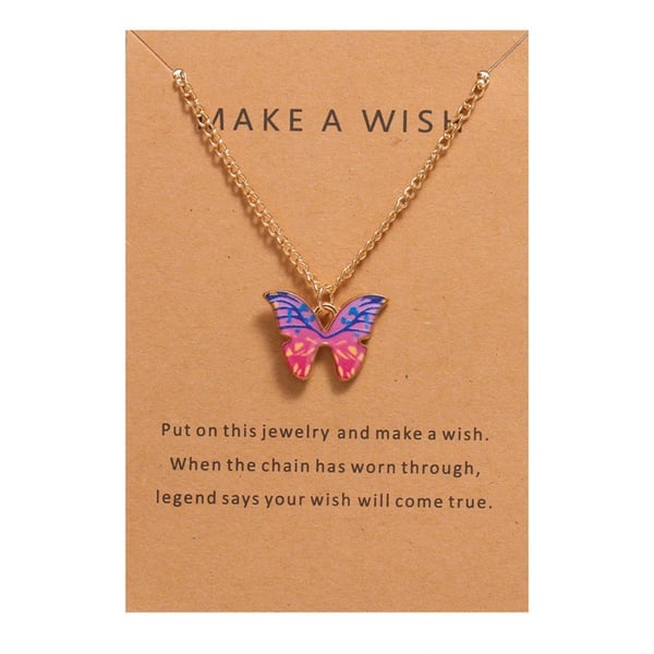 Butterfly anheng Halskjede Pink Butterfly anheng Halskjede Pink