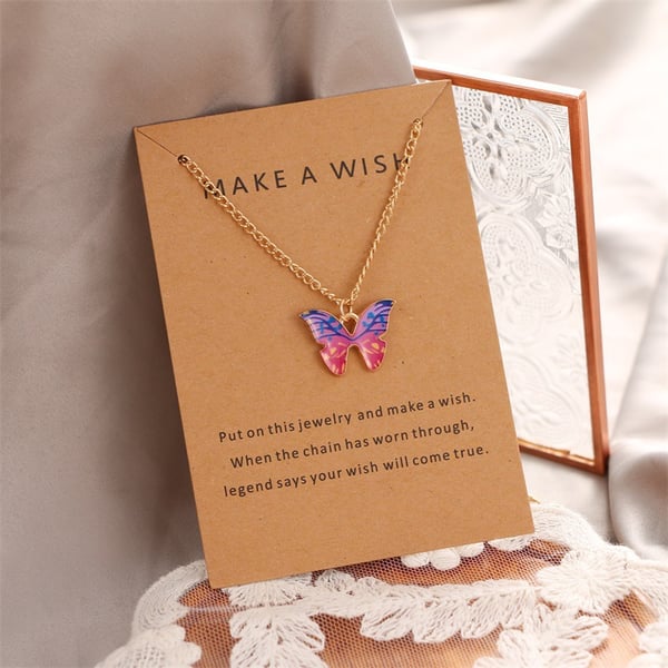 Butterfly anheng Halskjede Pink