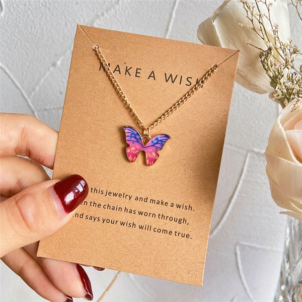 Butterfly anheng Halskjede Pink