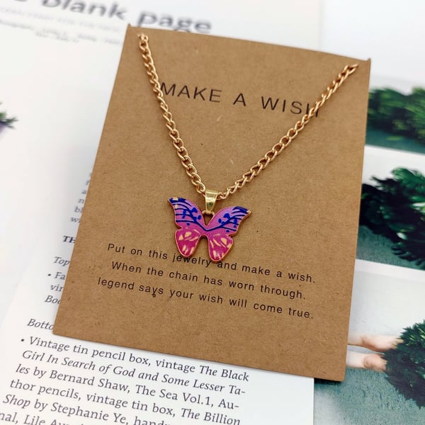 Butterfly anheng Halskjede Pink