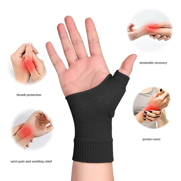 Tommelfingerhandsker, håndledsstøtte, fingerløse handsker 1 par Black L