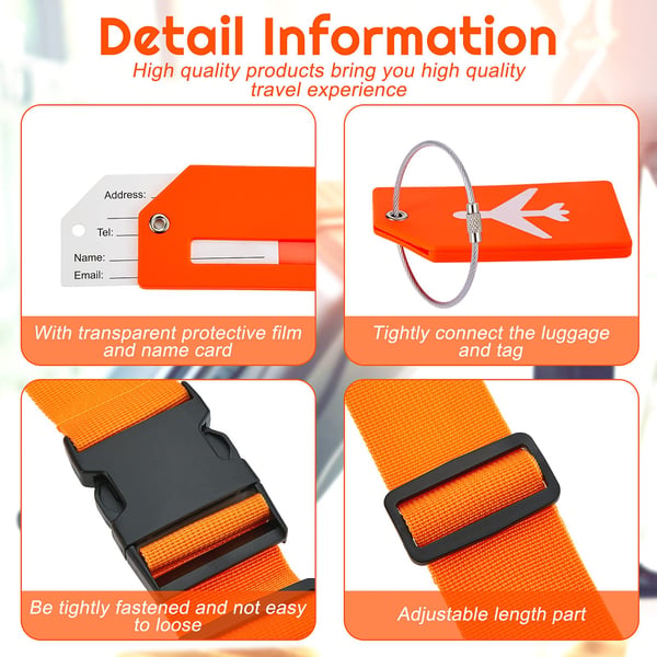 Bagasjebelte med adresseetikett Orange 1.8 m