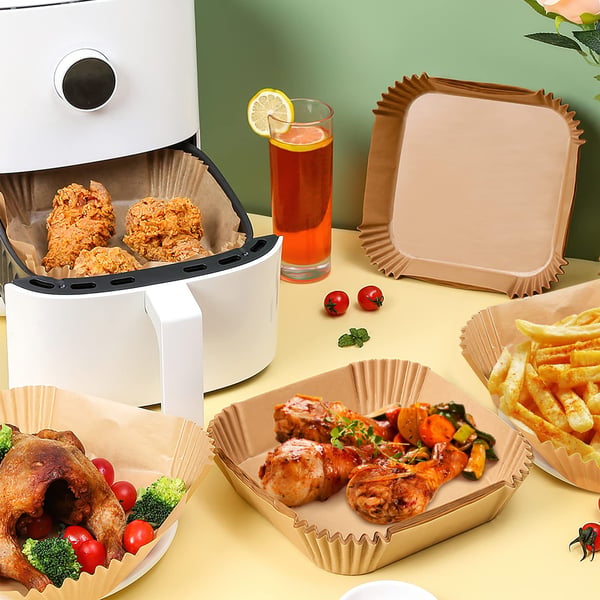 Engangsformer for Air Fryer frityrkoker 20x20 cm 100 stk. Nature