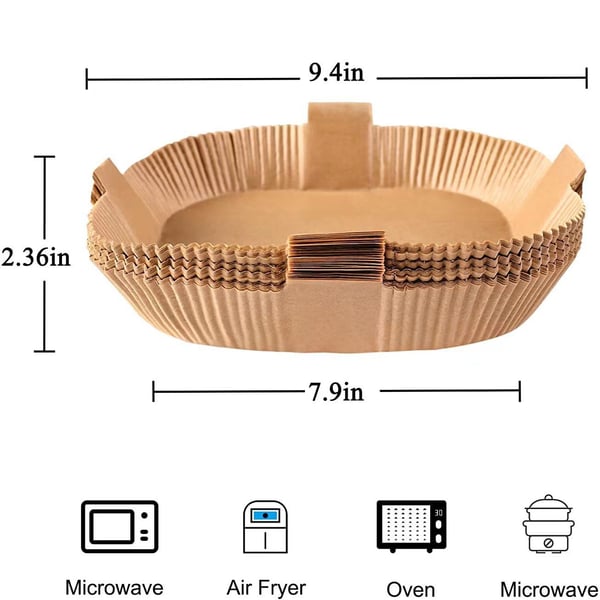Engangsformer til Airfryer av papir med håndtak, 50-pakning Nature 20 cm