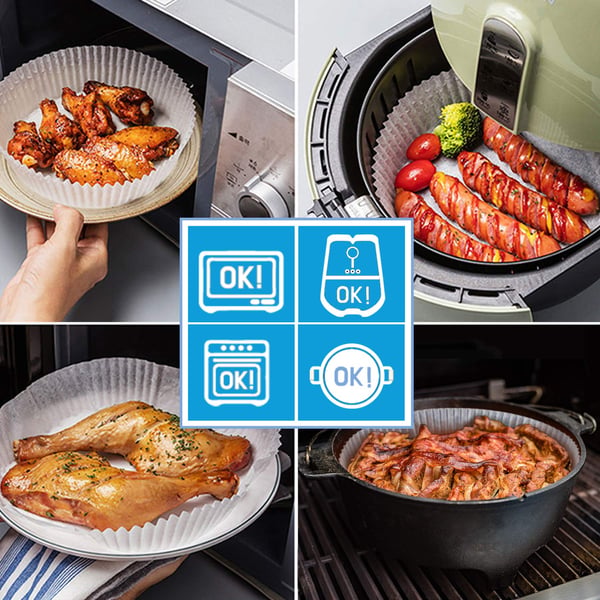 Engangs Air Fryer papirfôr non-stick 50-pak White 20 cm