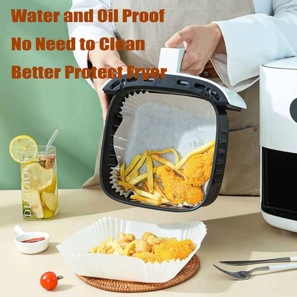 Air Fryer engangspapir med håndtak for frityrkokere 100 stk White 20 cm