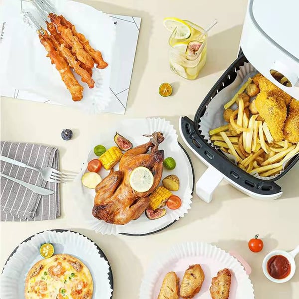 Air Fryer engangspapir med håndtak for frityrkokere 100 stk White 20 cm