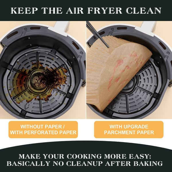 Air Fryer engangspapir for frityrkokere 20 cm 100 stk Nature