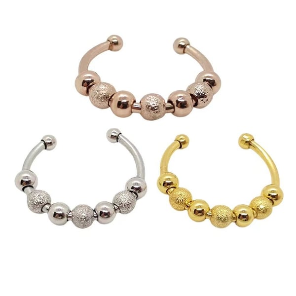 Justerbare anti-stress ringe med drejelige perler 3-pak MultiColor