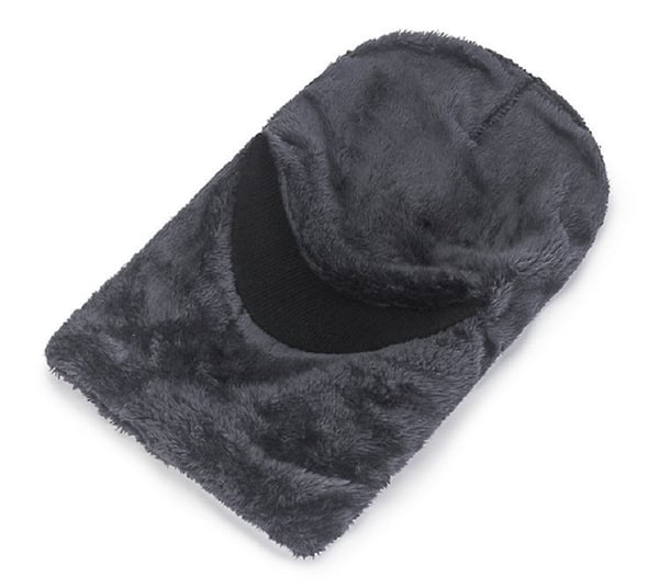 Balaklava - Strikket ansiktsmaske med glidelås og lue Grey