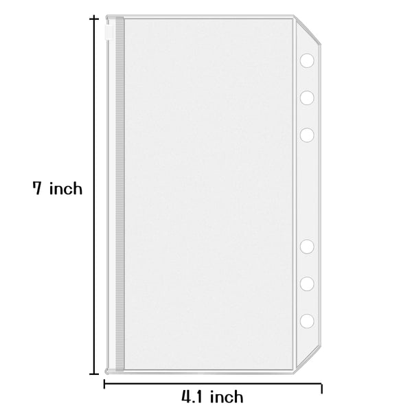 Plastlommer for A6-permer med 6 ringer, 12 stk. Transparent