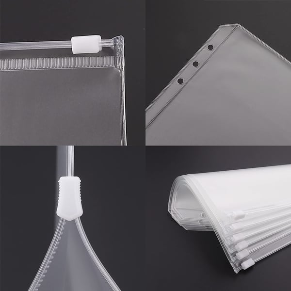 Plastlommer for A6-permer med 6 ringer, 12 stk. Transparent