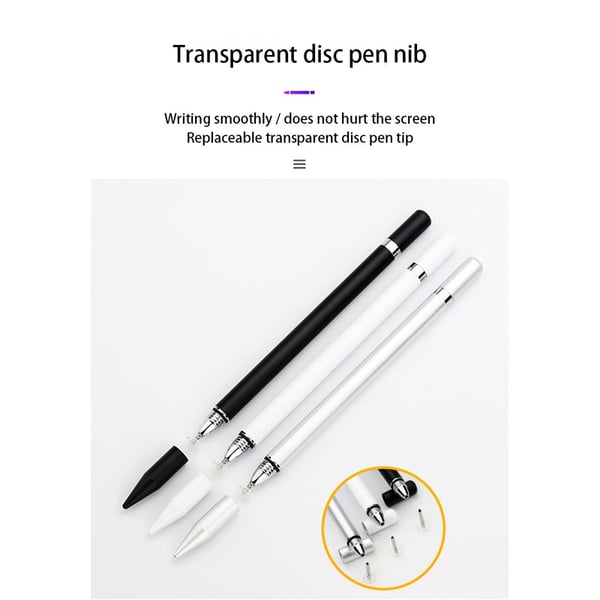 2 i 1 Stylus pen med skrivefunktion Hvid 2-pack