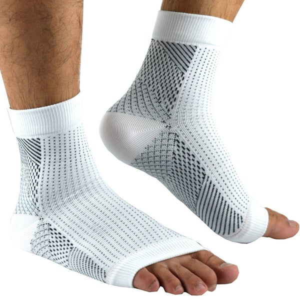 Korte kompressionsstrømper med åben tå 1 par White L/XL